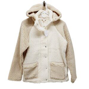 Lacey Chabert Women's Comfy Chic Sherpa Jacket Beige cream Size S